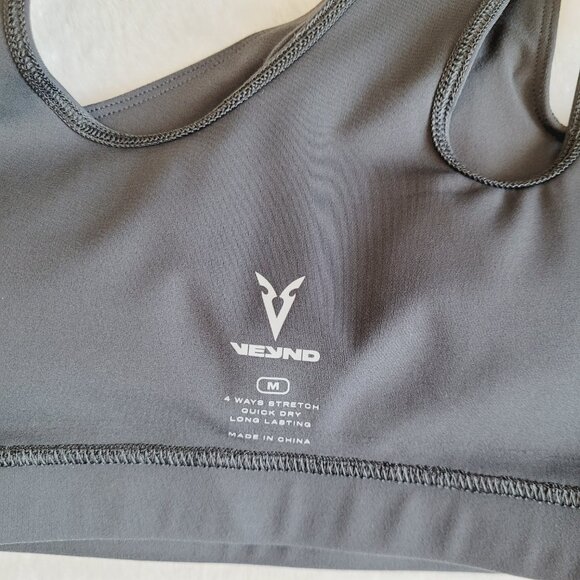 VEYND | V-Sculpt Asymmetric Light Support Sports Bra - Dark Gray - Picture 8 of 9